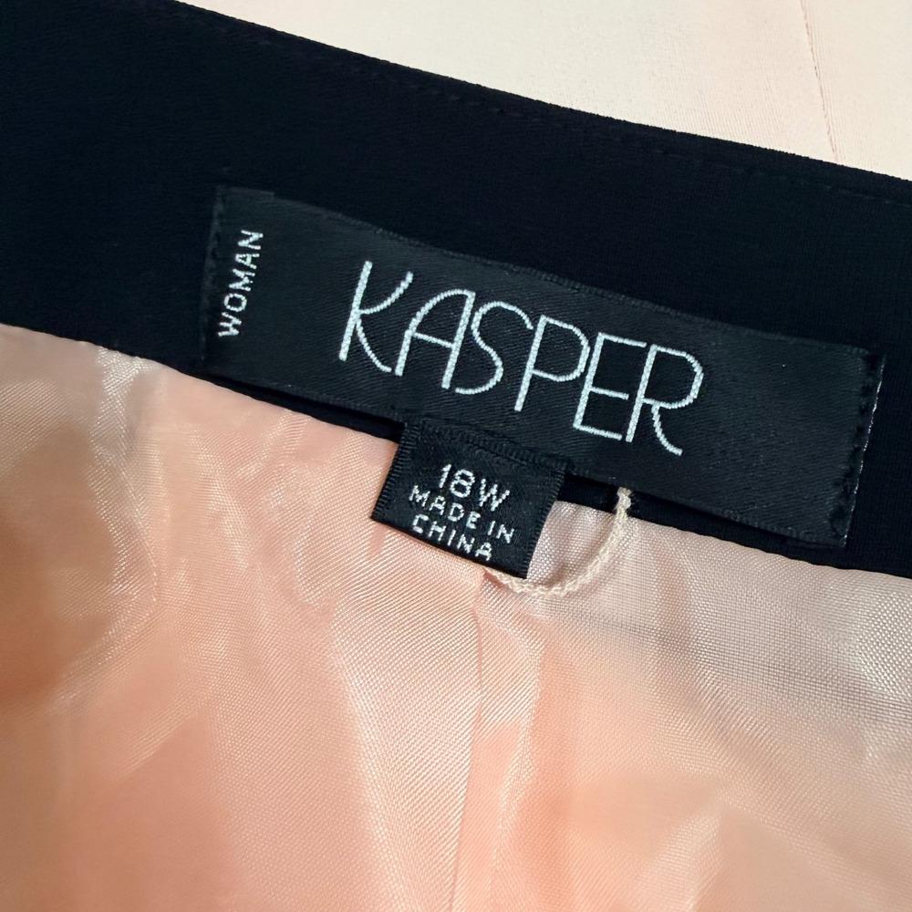 Kasper Woman Peach Black Colorblock Open Front Blazer Jacket 18W Plus Size - Picture 4 of 6